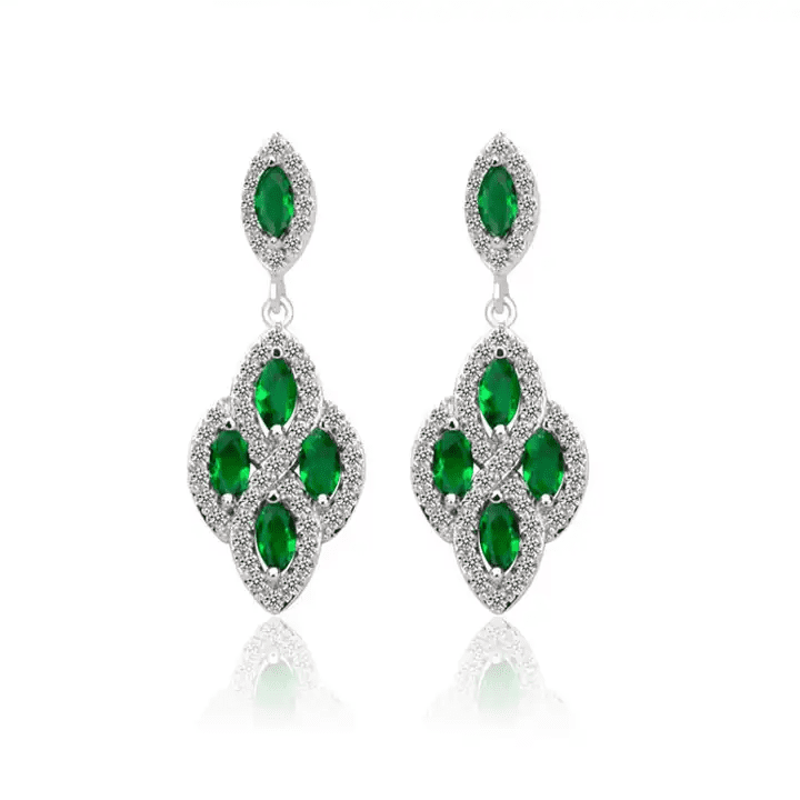 cubic zirconia studded emerald danglers for women
