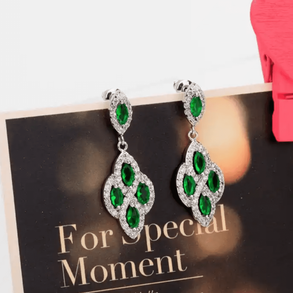 green Dangler earrings