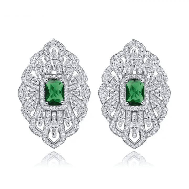 Vintage emerald cz earrings